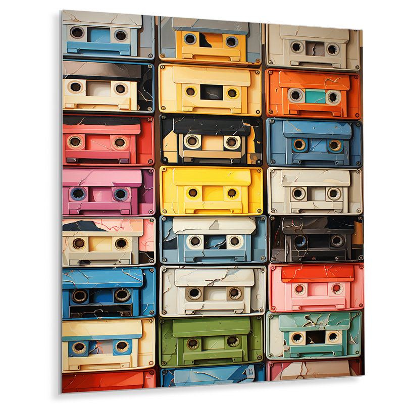 Popart Cassette Tapes X - Décoration murale en métal Cassettes, H 40 po x l 30 po x P 1 po