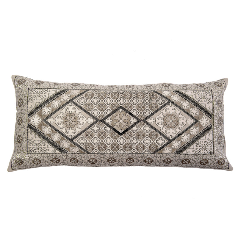 Housse de coussin lombaire en duvet avec plumes, Gris