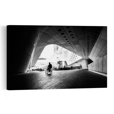 Geometric City Cyclist Abstract Dramatic Geometric Architecture City Wall Art Print