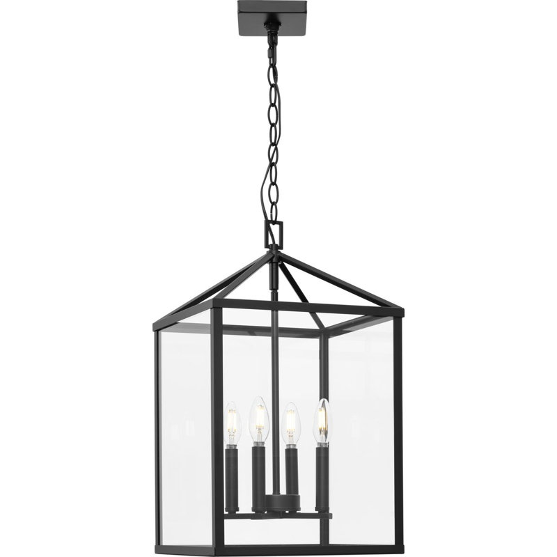 Lustre à 4 lumières Hillcrest, H 22 po x l 13 po x P 13 po, Noir mat