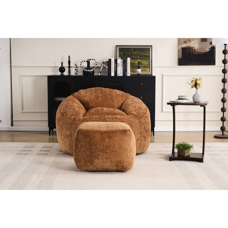 Fauteuil à billes rembourré de mousse pour adultes et adolescents, teinture-chenille, 41,1 po de diamètre, 25,59 po de hauteur, fauteuil pour adulte confortable de longue durée, mousse ultra douce, housse en chenille, absorbe la transpiration, élégant