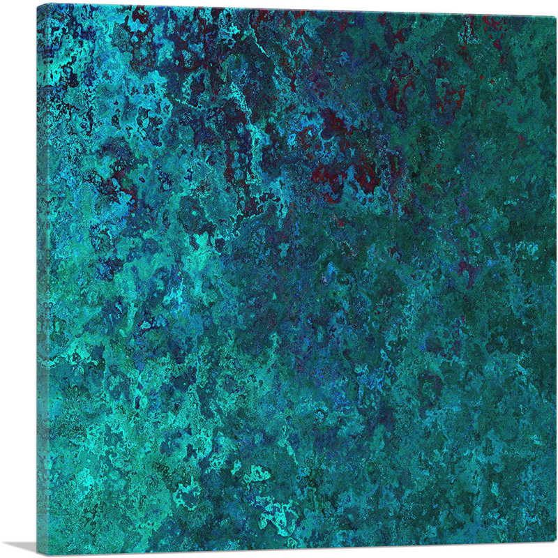 Teal Stone Modern - Reproduction d'art sur toile tendue, H 26 po x l 26 po x P 1,5 po