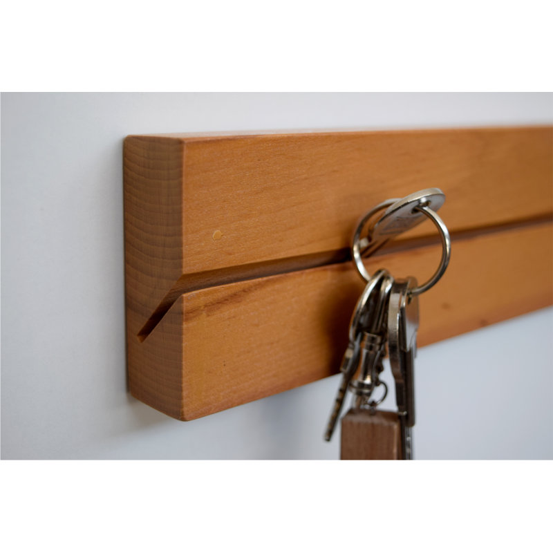 Cleppa Handmade Solid Wood Key Organizer, Dark Brown, 7.5" H x 40" W x 3" D