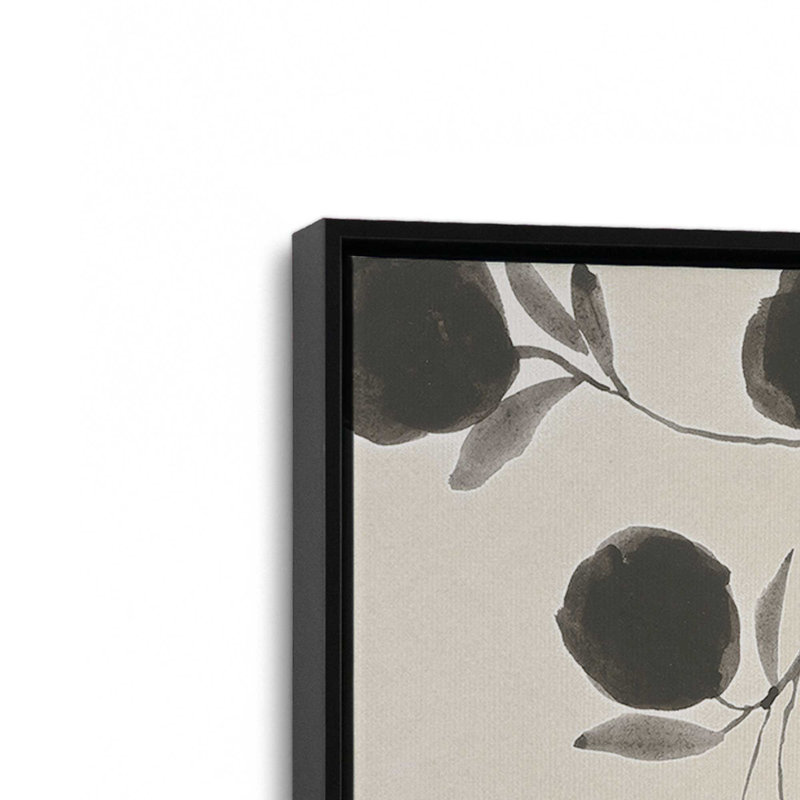 Black Ink Botanicals I, reproduction sur toile dans un cadre, H 18,75 po x l 12,75 po, Noir satiné