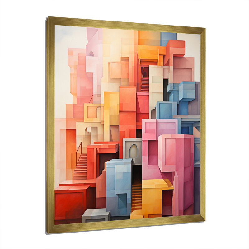 Fitchette Constructivism Construit Horizons VIII - reproduction sur toile, Encadrement doré, H 32 po x l 16 po x P 1 po