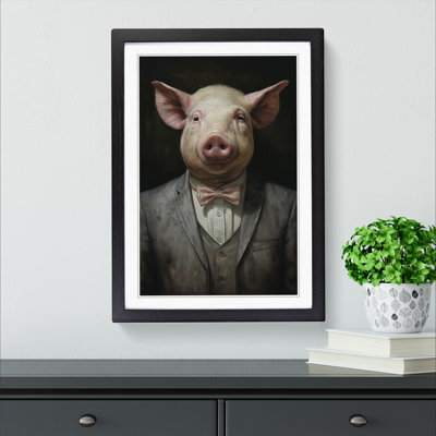 Pig Contemporary - Single Picture Frame Print on Wood