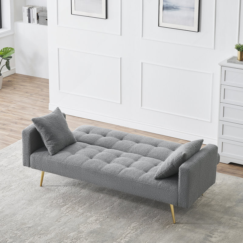 Modern Style 71.65‘’ Upholstered  Sleeper Sofa, Gray Teddy