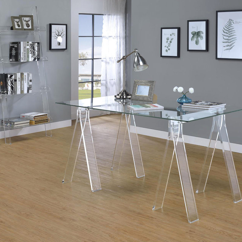Bibliothèque contemporaine de bureau en acrylique transparent - 4 tablettes pour tablettes, design moderne