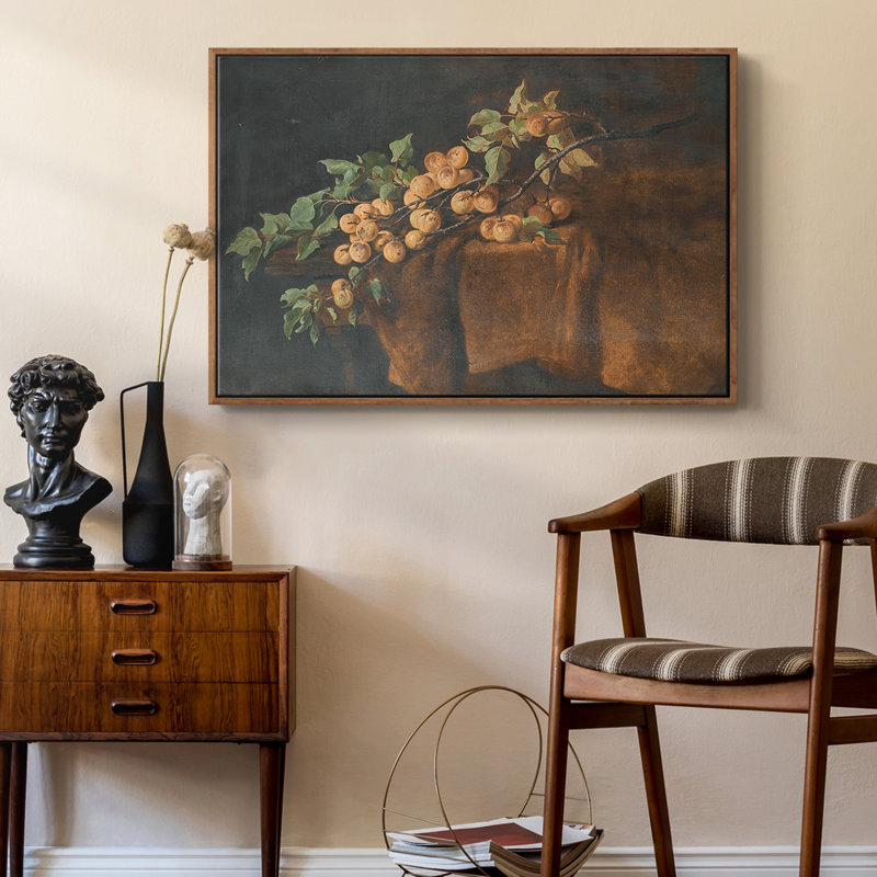 " Vintage Botanical -LXXIII " Print, Walnut Floater Framed Canvas, 25" H x 37" W x 2" D