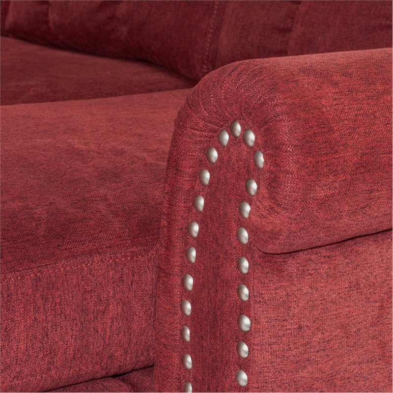 Ensemble de canapé modulaire réversible en polyfibre rouge, Rouge