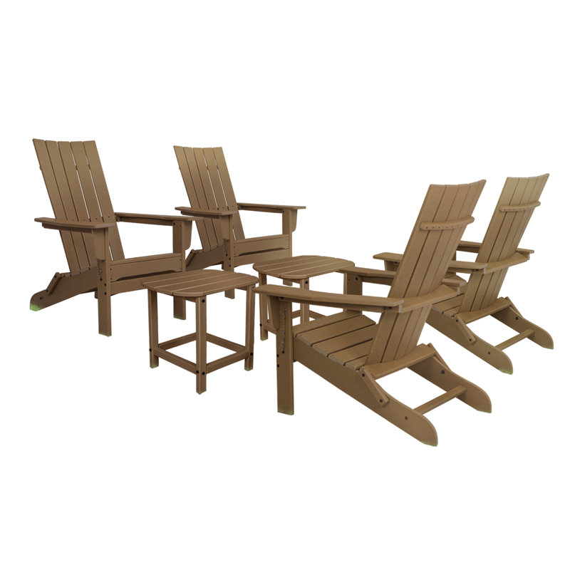 Ensemble de 4 chaises pliantes Durapatio Adirondack avec table, Acajou