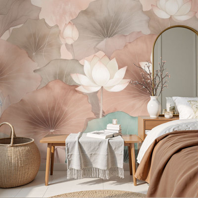 Papier peint auto-adhésif à motif de feuilles de pastel, feuilles de pastel douces, H 69 po x l 96 po, papier peint amovible en PVC, autocollant pour chambre à coucher, bureau à domicile