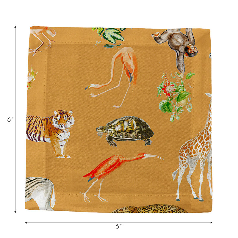 Exotix Natural Hemstitch Cocktail 6" Linen/Cotton Napkin, Tangerine