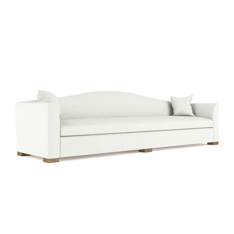 Canapé extra long Horatio Camelback Taper, H 33 po x l 120 po x P 36 po, Patiné, Cuir rétro blanc