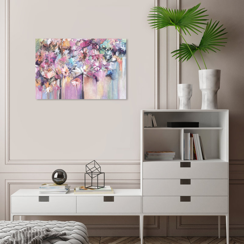 «Pastel Bouquets On Canvas» par Wynwood Studio, reproduction, H 16 po x l 24 po x P 0,8 po