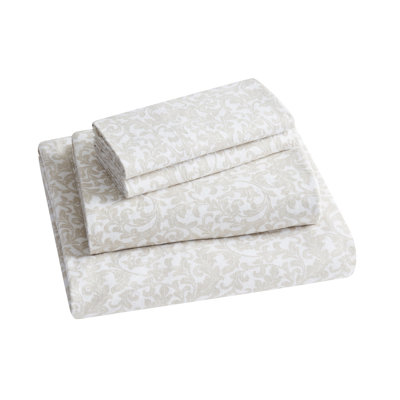 Scroll 4-Piece Triple Brushed Cotton Flannel Bed Sheet Set