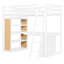 Lit mezzanine avec échelle, tablettes et bureau