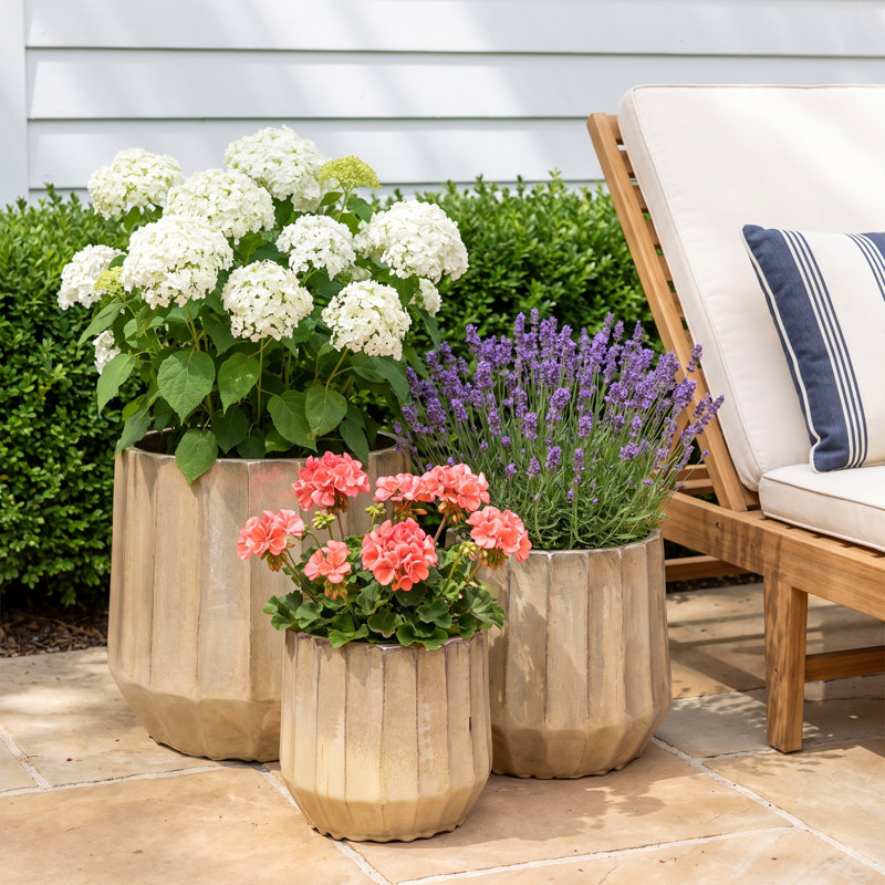 3-Piece Ceramic Pot Planter - Pearl Green, Pearl Green
