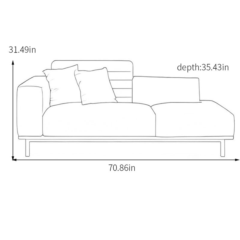 Chaise longue en similicuir confortable, Accoudoir à gauche (vu de face)