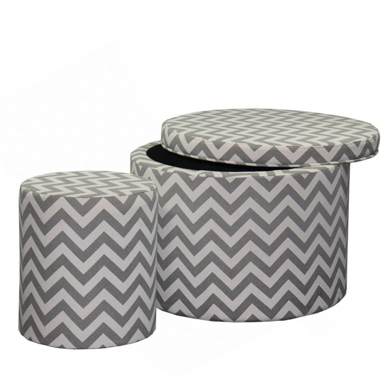 Grand repose-pieds de rangement 17,35 po avec 1 siège, chevron （SEULEMENT UN OTTOMAN)