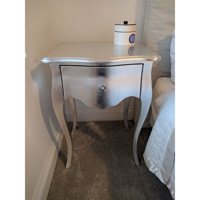 50cm W Solid + Manufactured Wood Bedside Table, Champagne
