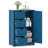 Wooden 4 Drawer Free Standing Bathroom Floor Cabinet Storage Cupboard Adjustable Blue
