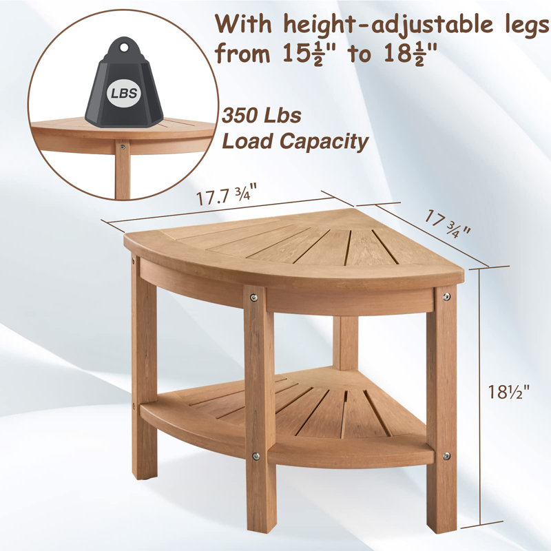 Tabouret de coin de douche, Teck