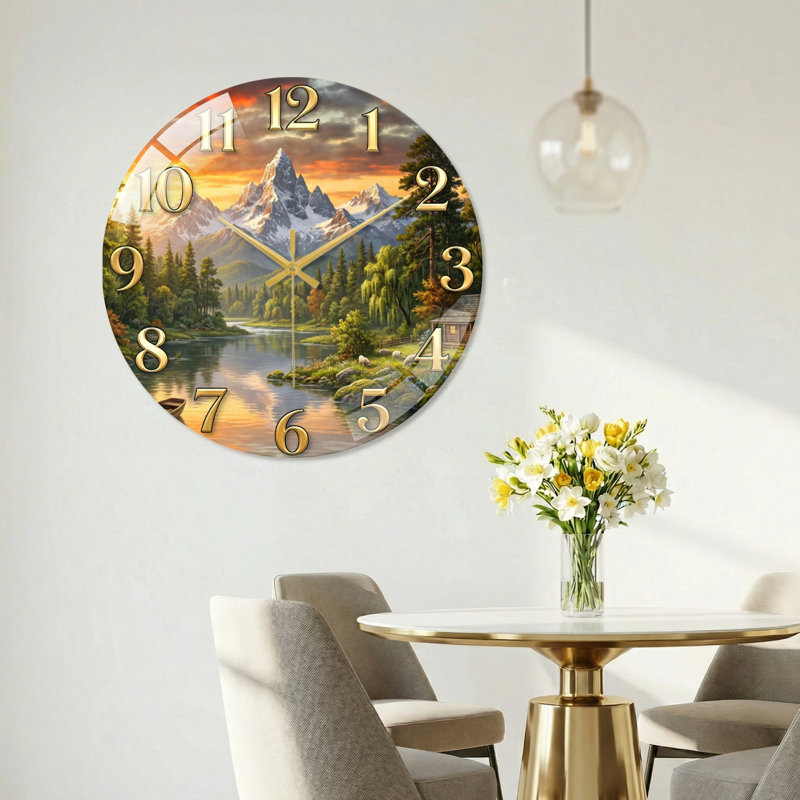 Horloge murale en verre, 60 x 60 cm (23,6 x 23,6 pouces)