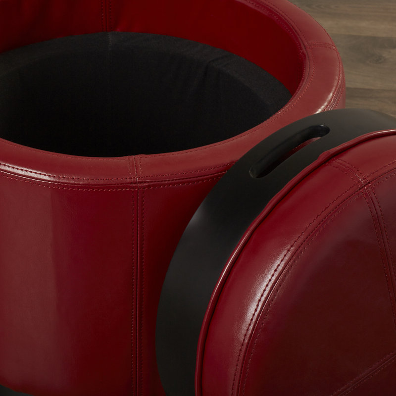 Repose-pieds rond en similicuir de 18,7 po Maiden, Simili cuir rouge