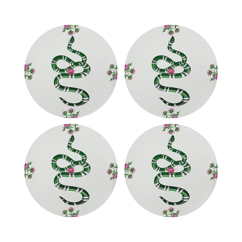 Napperon en cuir Thistle and Snake, Blanc rose