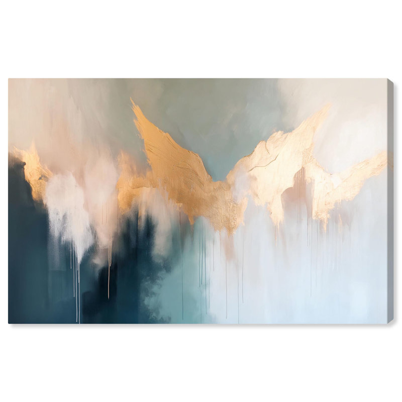 Timeless Tones 36" x 24" Blue and Gold Abstract Canvas Art