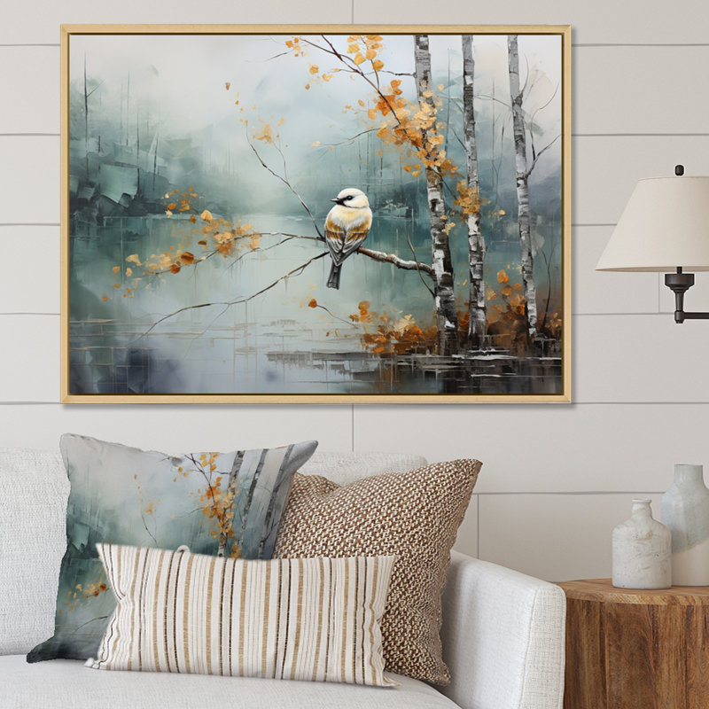 Birch Woods Ethereal Elegance I - Impression, H 34 po x l 44 po x P 1,5 po, Cadre flottant brun