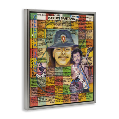 "Carlos Santana", art mural encadré sur toile flottante par Sabin
