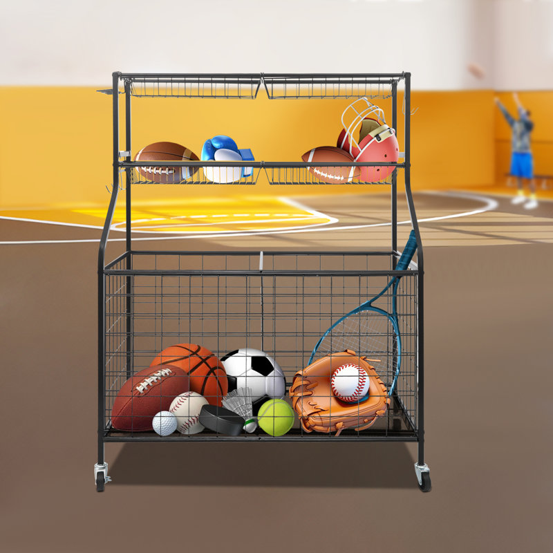 Porte-balles de rangement pour jouets Garage, Noir, noir, noir, noir