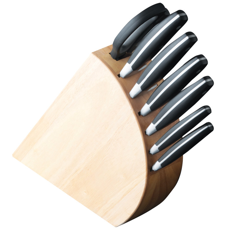 Ensemble de coutellerie forgée 8 pièces en acier inoxydable avec bloc et taille-crayon