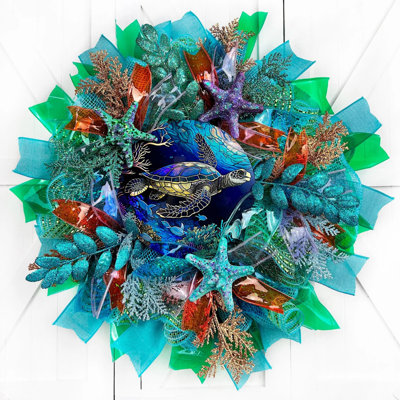 Sea Turtle Faux Stained Glass Wreath