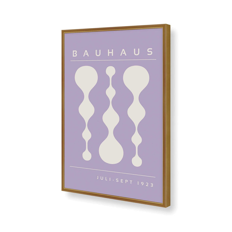 Purple Retro Bauhaus Poster II Print, 11.25" H x 9.25" W x 1.25" D, Polished Gold