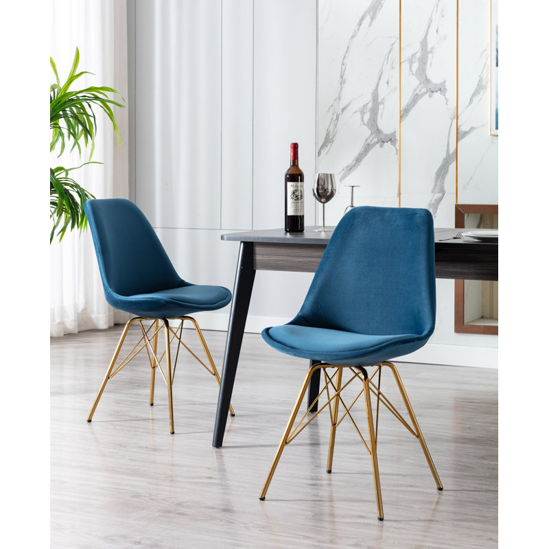 Lougenia 18.9'' H Velvet Upholstered Side Chair, Blue