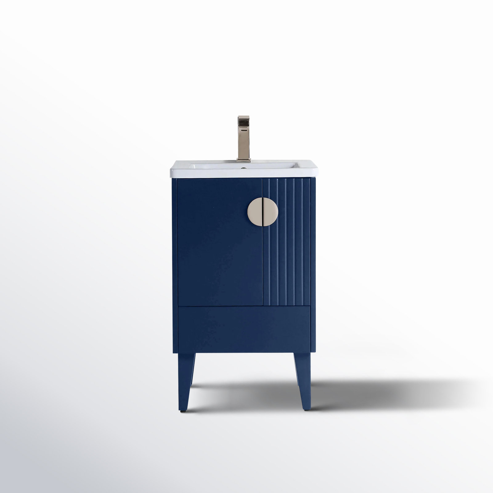 Saimah 20'' Single Bathroom Vanity, Navy Blue, Satin Nickel