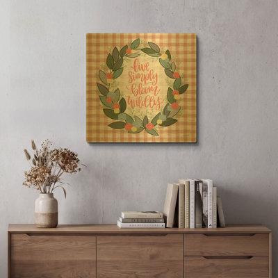 «Live Simply Bloom Wildly» par imperfect Dust, art mural en métal doré, 24 po x 24 po