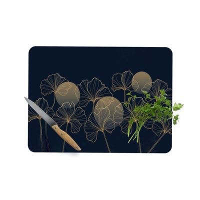 Planche à découper en verre de luxe à motif floral pour les ustensiles de cuisine modernes et les réceptions personnalisées