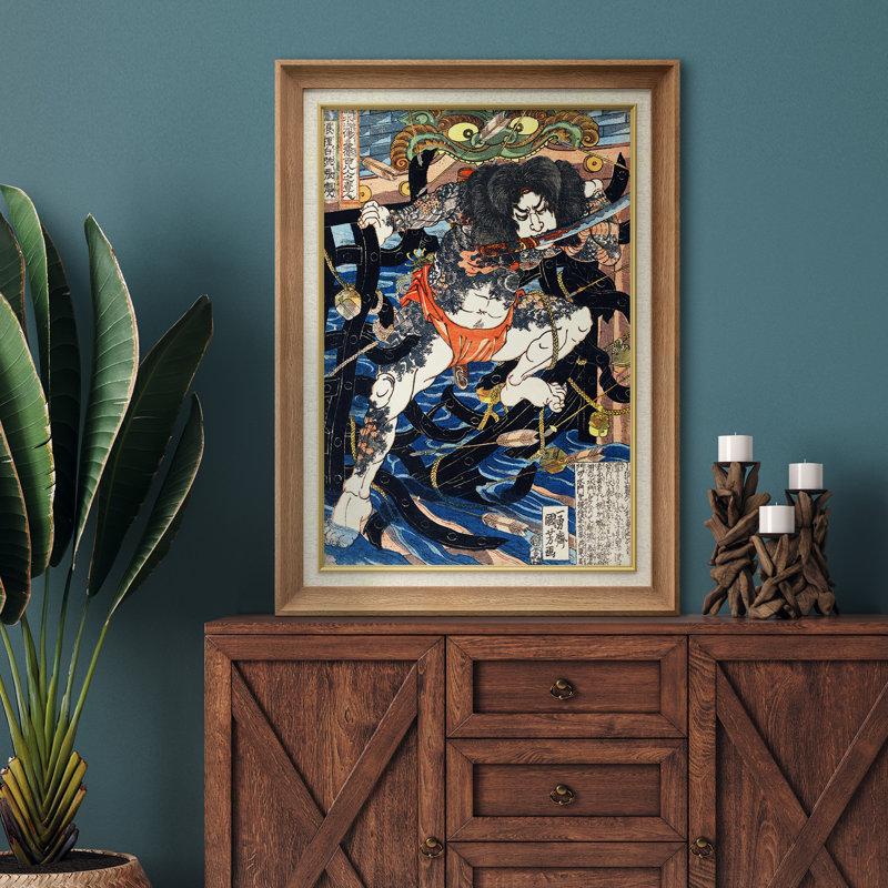 «Samurai Warrior in bataille», art traditionnel japonais, impression sur toile encadrée, H 36 po x l 26 po x P 1,5 po
