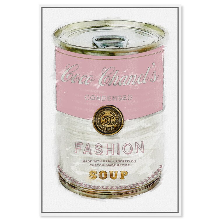 Fashion and Glam Fashion Soup Pink Can by Oliver Gal - Graphic Art Print on Canvas Oliver Gal Size: 15 H x 10 W