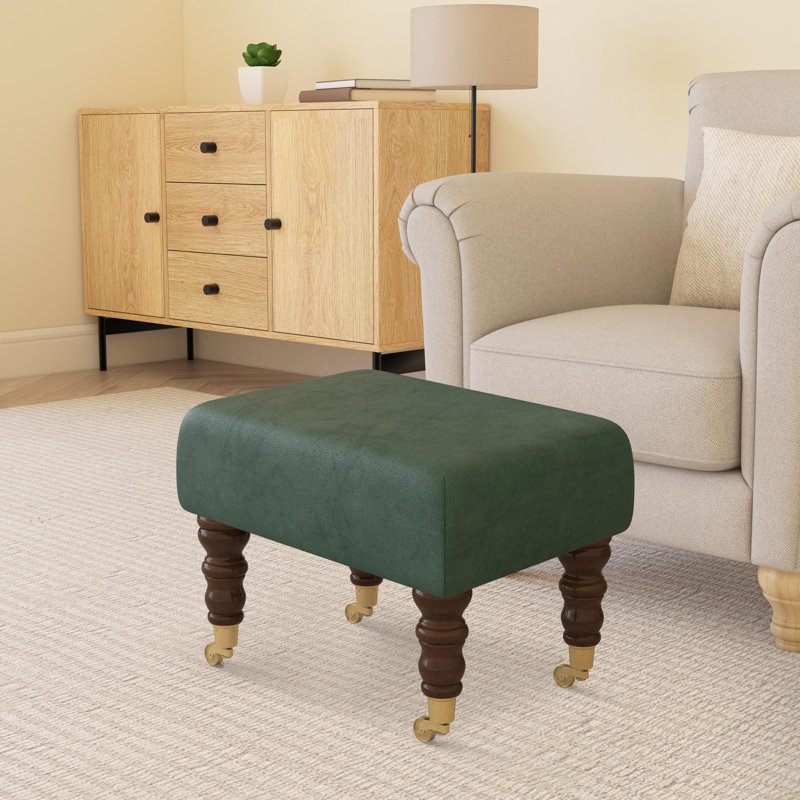 Manufactured Wood Accent Stool, Mahogany, Style Leather, Nut Brown Brown