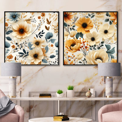 Bouquet de charme beige rustique à motif champêtre floral