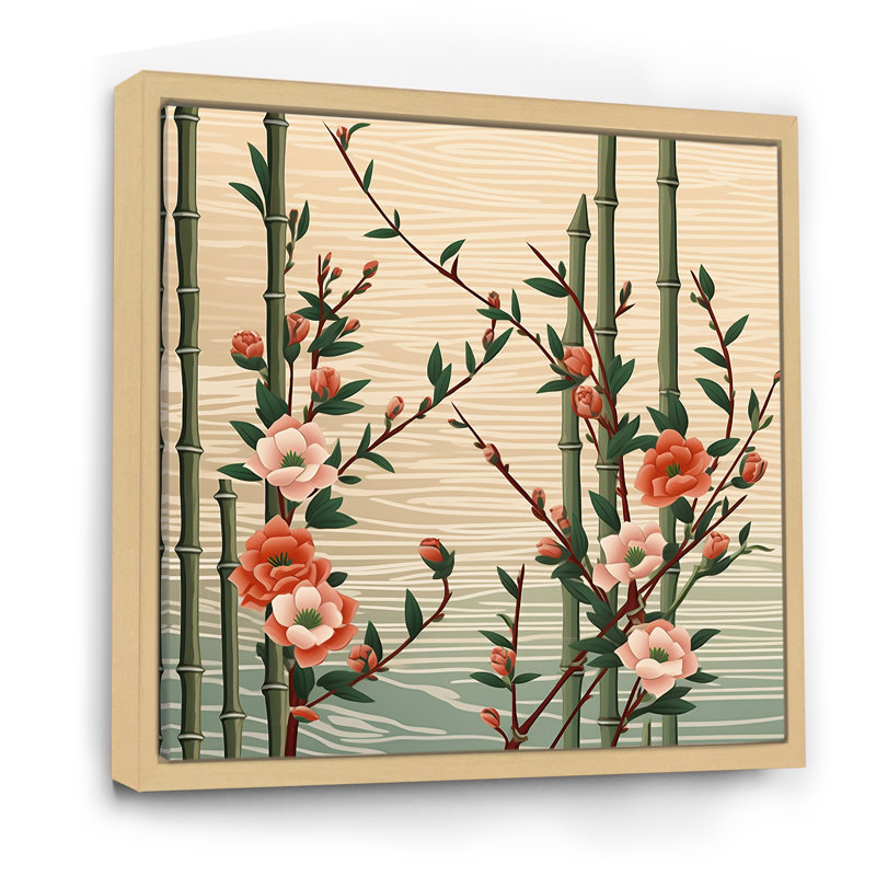«Bamboo And Plum Blossoms», reproduction d'art sur toile de bambou_106655, H 16 po x l 16 po x P 1 po, Cadre naturel flottant