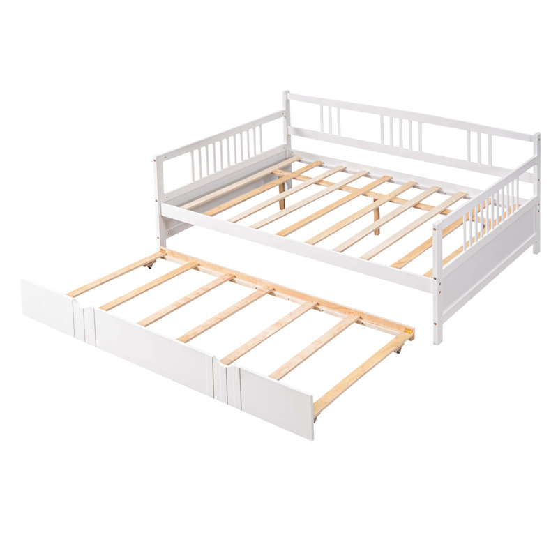 Lit de jour en bois avec lit gigogne, construction en pin robuste, conception compacte et multifonctionnelle pour la vie moderne.