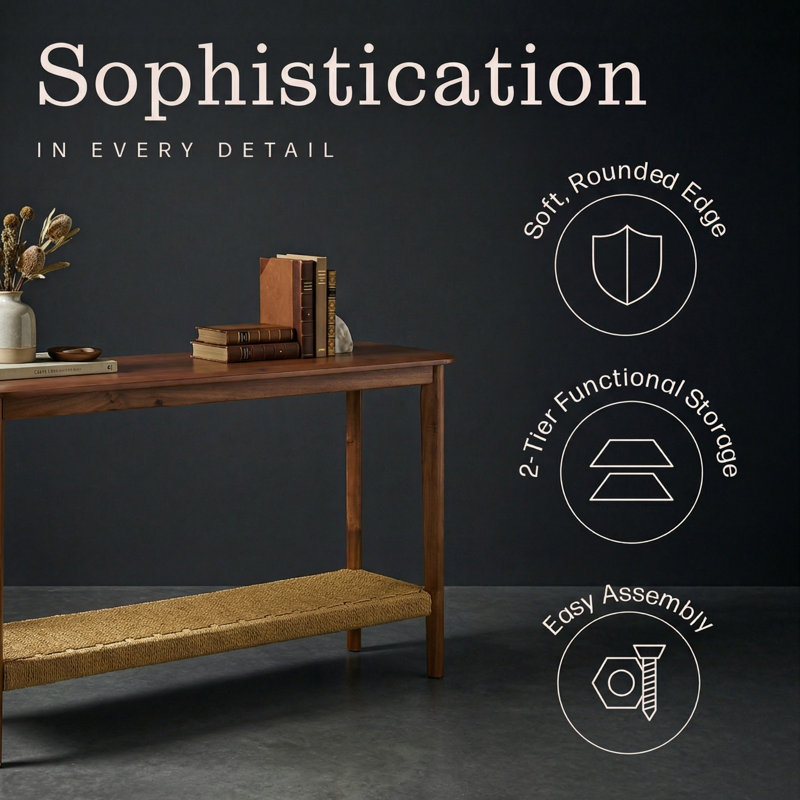 Calais 48in Acacia Wood Console Table with Shelf (Warm Chestnut)