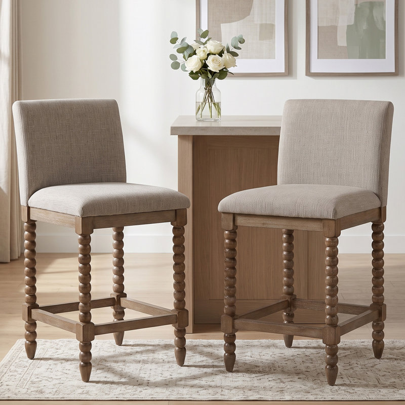 Tabouret de comptoir Carollyn, Brun / chenille-crème