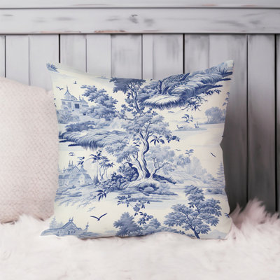 Landscape and Nature Toile du Juoy Pattern VI French Country Throw Pillow Cover